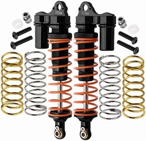 GPM For Traxxas Rustler 4X4 VXL (67076-4) / Hoss 4X4 VXL (90076-4) Upgrade Parts Aluminum Rear Adjustable L-Shape Piggy Back Shocks 102mm - 1Pr Set Black