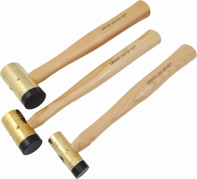 Grace Brass Gunsmith Hammer Set 3pc w Delrin Tips 4, 8 & 16oz Gun Care Machinist