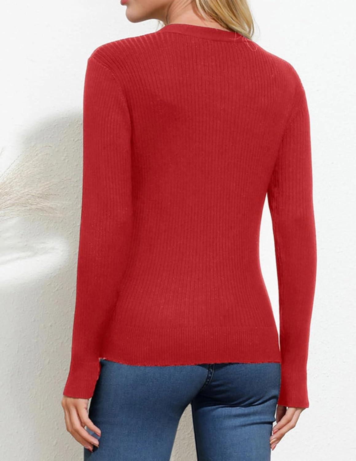 GRACE KARIN Women's Button Up V Neck Long Sleeve Soft Basic Knit Cardigan Sweater
