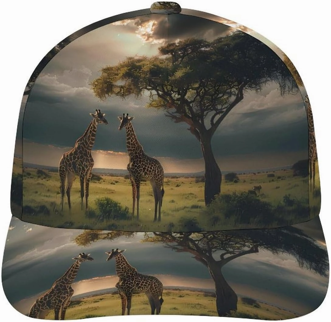 Grassland Giraffes Baseball Cap Adjustable Golf Dad Hat Trucker Hat for Running Workouts
