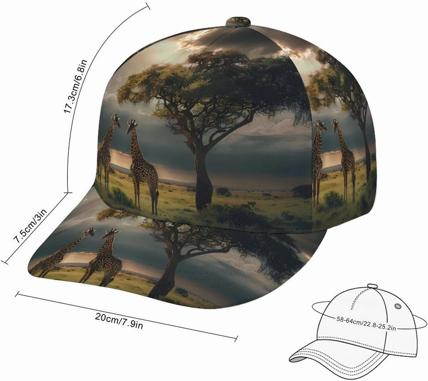 Grassland Giraffes Baseball Cap Adjustable Golf Dad Hat Trucker Hat for Running Workouts