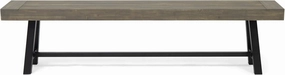 Great Deal Furniture Marian Outdoor Acacia Wood Bench, Gray Finish and Black Metal