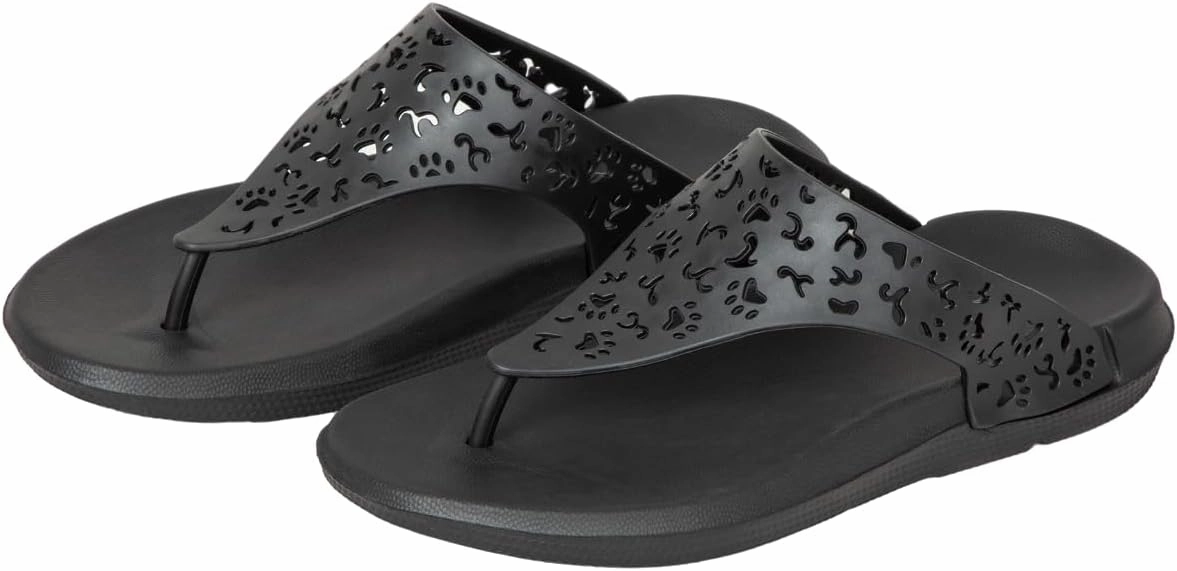 GreaterGood Cut Out Paw Print Flip Flops Lightweight EVA Slip On Animal Lover Summer Sandals Gifts for Women Mom Ladies