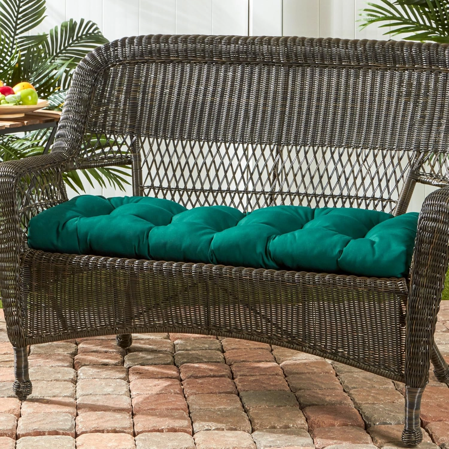 Greendale Home Fashions Outdoor 44 x 17-inch Sunbrella Swing/Bench Cushion, Canvas Forest