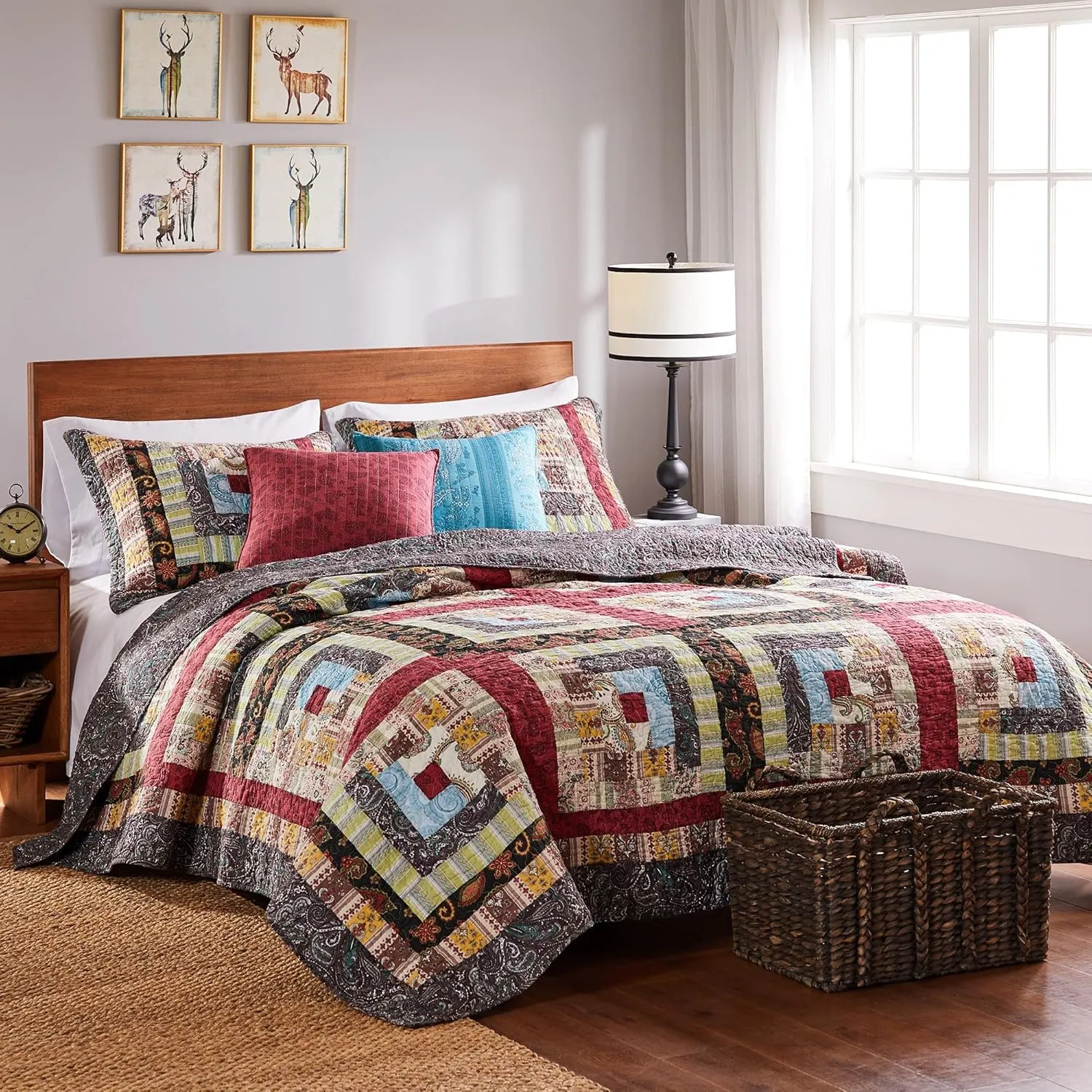 Greenland Home 100% Cotton Fashion Quilt Collection, Prewashed, Reversible Quilt Set, 2-Piece Twin/XL, Colorado Lodge