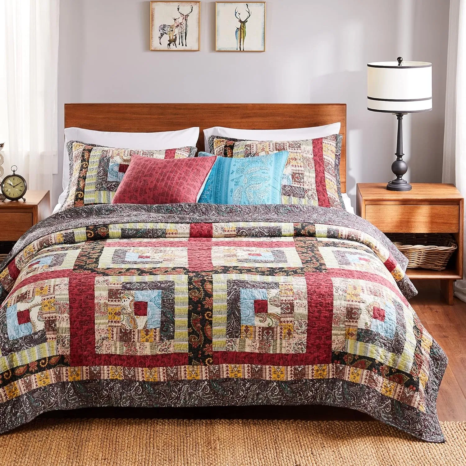Greenland Home 100% Cotton Fashion Quilt Collection, Prewashed, Reversible Quilt Set, 2-Piece Twin/XL, Colorado Lodge