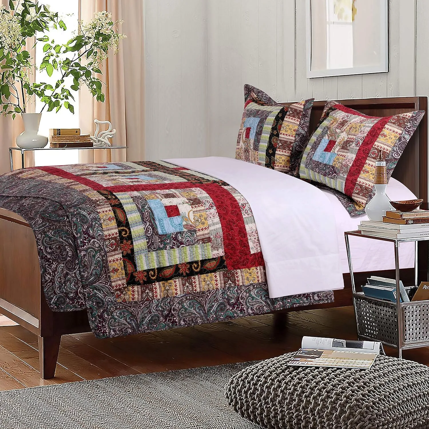 Greenland Home 100% Cotton Fashion Quilt Collection, Prewashed, Reversible Quilt Set, 2-Piece Twin/XL, Colorado Lodge