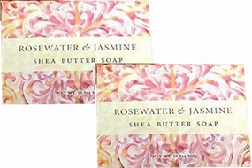 Greenwich Bay Trading Company Set of Two 10.5 oz Shea Butter Soap Bars (Rosewater & Jasmine)