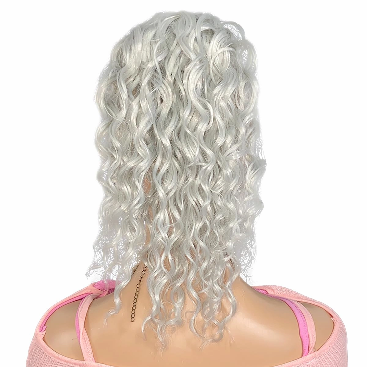 Grey Ponytail with Bangs 2 Pieces Short Drawstring Ponytail With Bangs Curly 14inch Afro Puff Pony Tail Hair Piece for Black Women