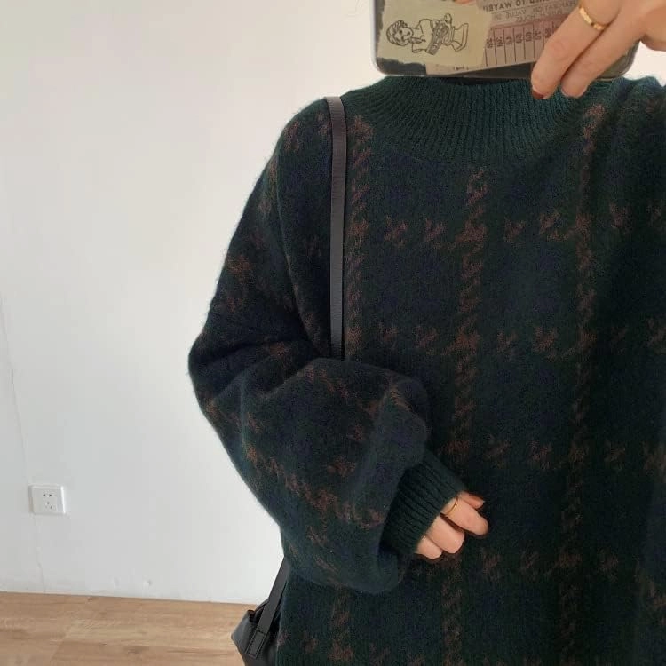 Grunge Clothes Grandpa Sweaters Vintage Aesthetic Baggy Dark Academia Clothing Plaid Striped Preppy Pullovers 2025
