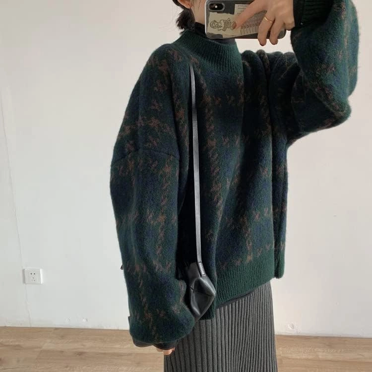 Grunge Clothes Grandpa Sweaters Vintage Aesthetic Baggy Dark Academia Clothing Plaid Striped Preppy Pullovers 2025