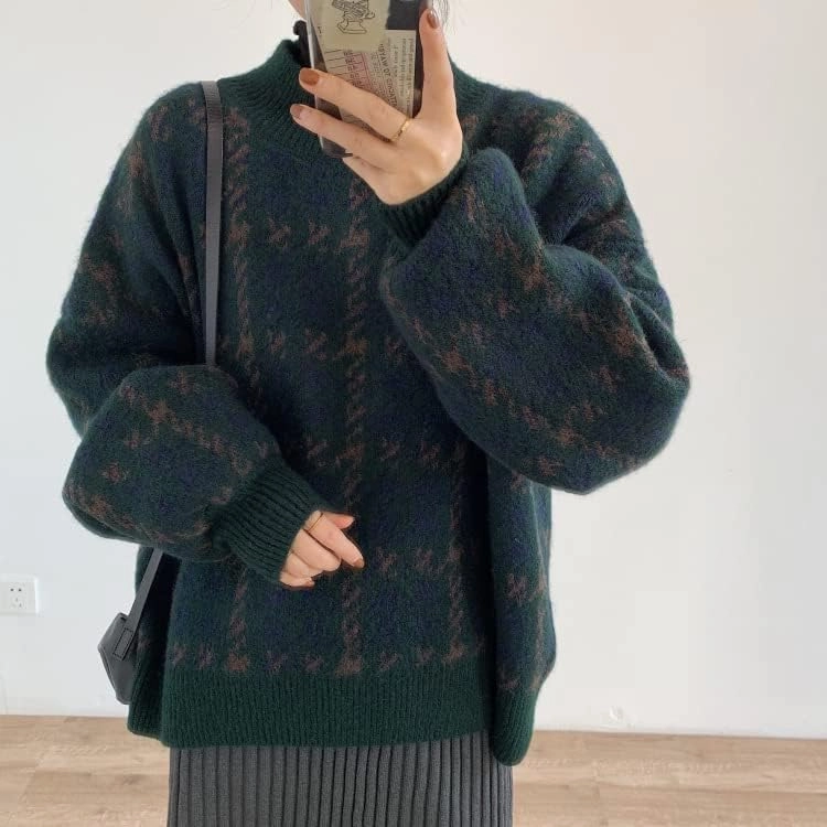 Grunge Clothes Grandpa Sweaters Vintage Aesthetic Baggy Dark Academia Clothing Plaid Striped Preppy Pullovers 2025