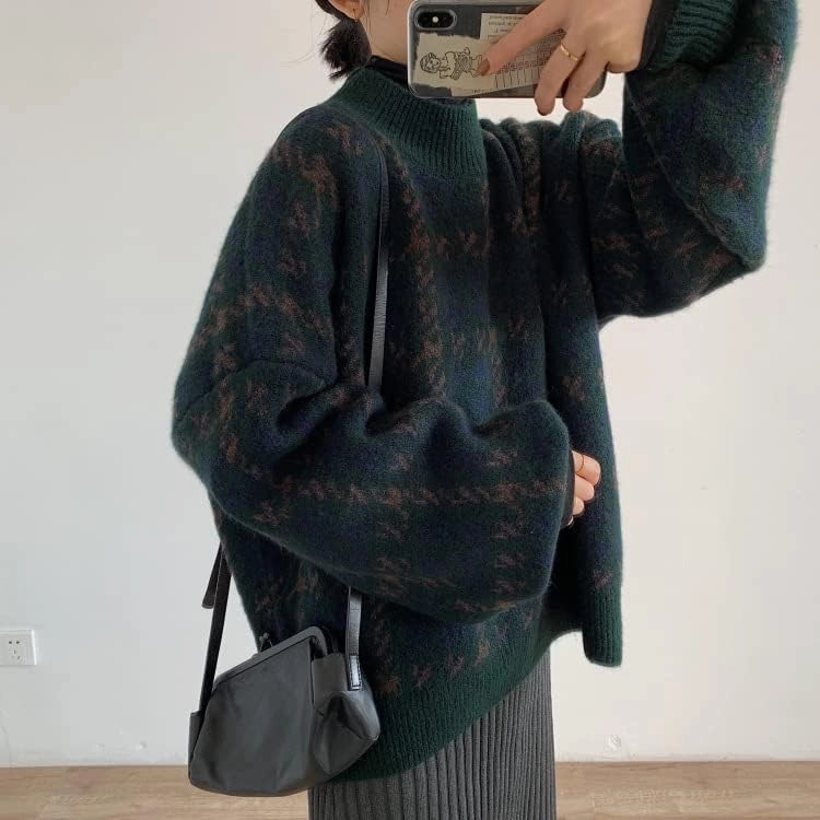 Grunge Clothes Grandpa Sweaters Vintage Aesthetic Baggy Dark Academia Clothing Plaid Striped Preppy Pullovers 2025