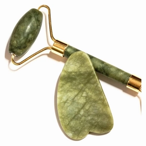 Gua Sha Tools Set Jade Roller Face Eyes Neck Body Real Natural Stone Beauty Massage Anti Aging Treatment(Type r)