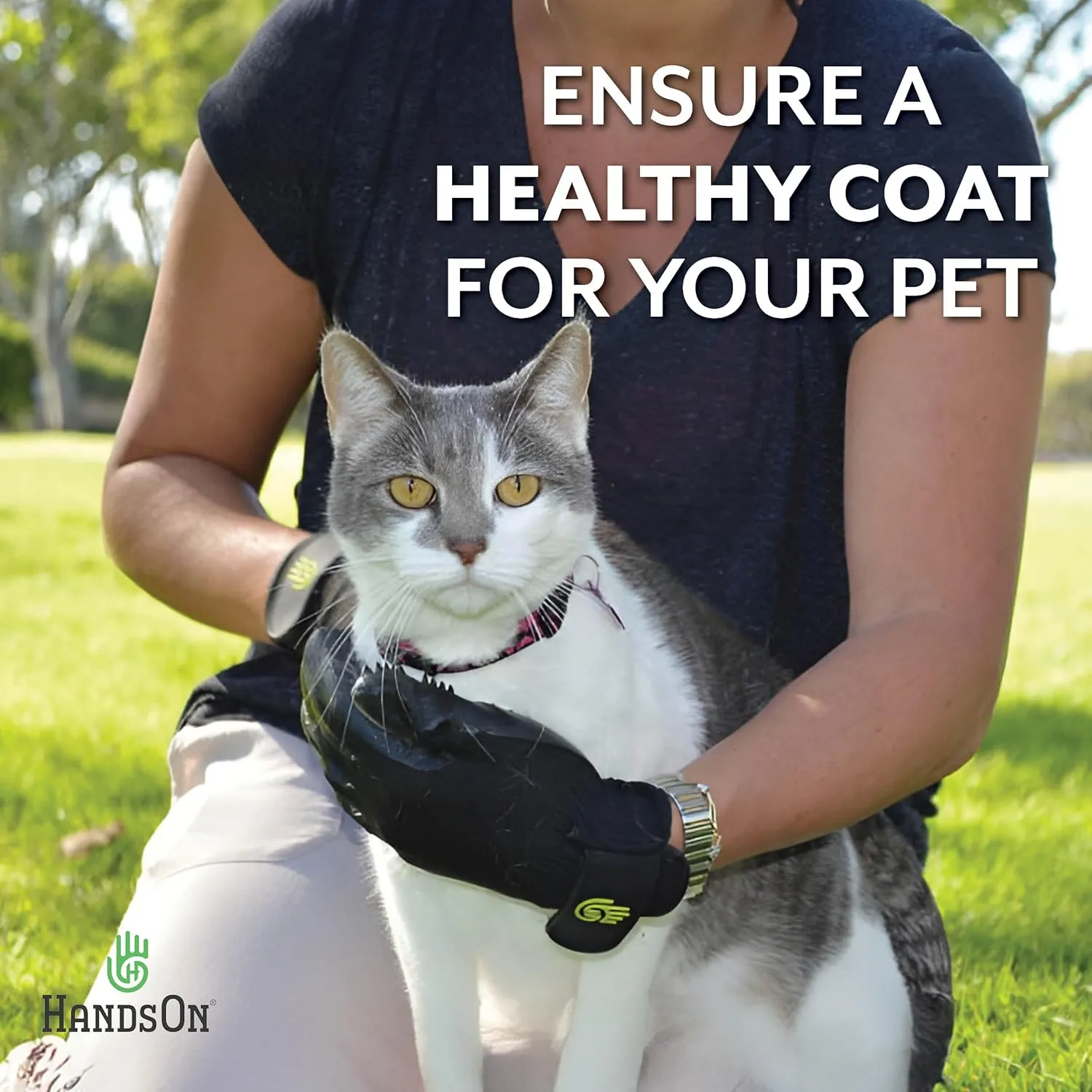 H HANDSON Pet Grooming Gloves - Patented #1 Ranked, Award Winning Shedding, Bathing, & Hair Remover Gloves - Gentle Brush for Cats, Dogs, and Horses