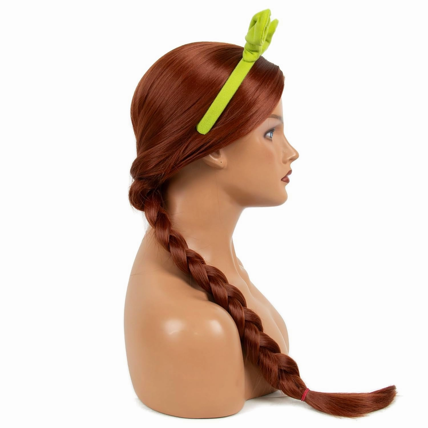 H&Bwig Princess Wigs Fiona Cosplay Heat Resistant Long Auburn Braided Wig with Green Ears - Women's Party Costume