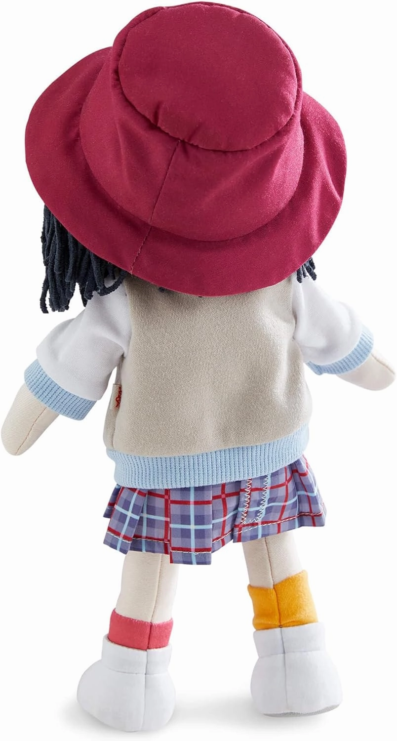 HABA 12" Soft Doll Yuki with Black Hair, Embroidered Face, Stylish Bucket Hat and Clothes - Washable Toddler Baby Doll for 18 Months 