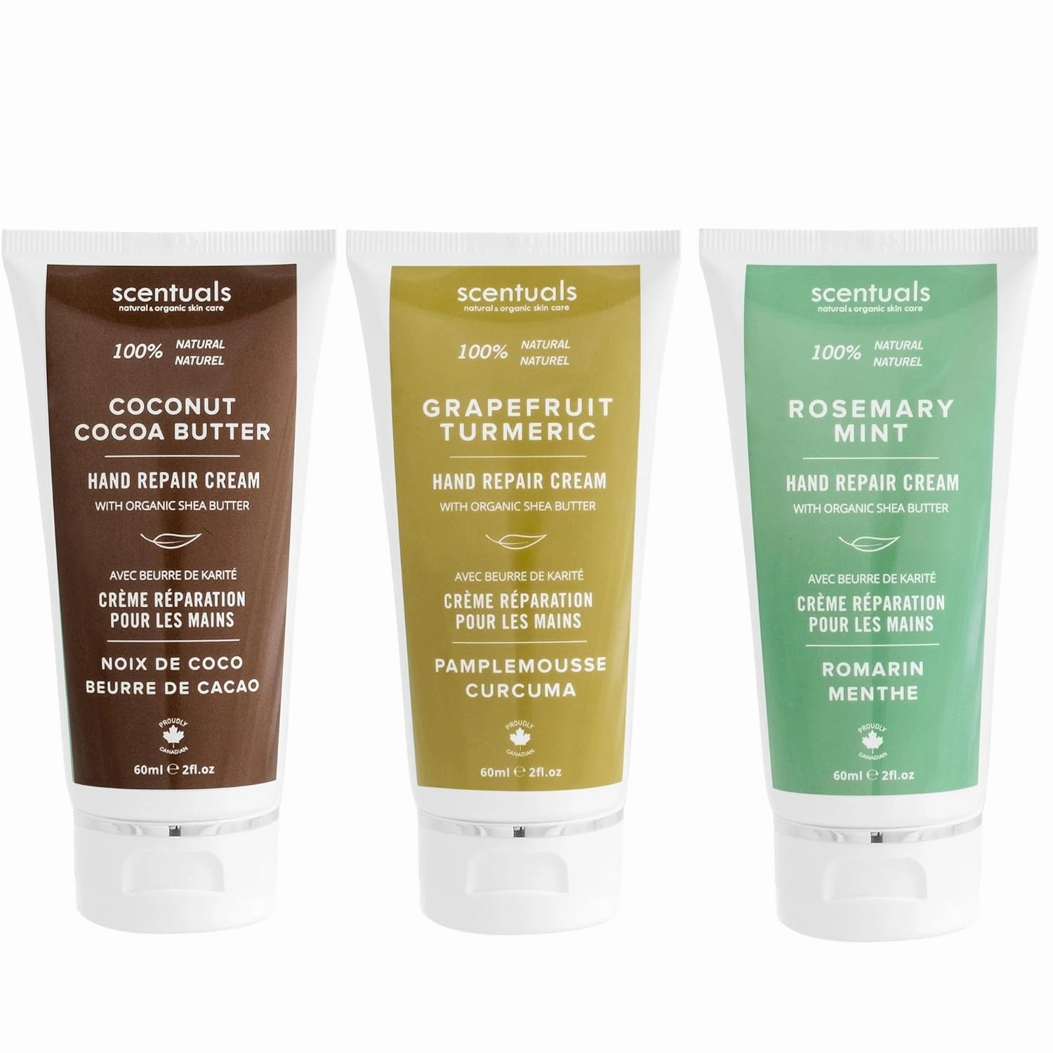 Hand Cream Set of 3, with Shea Butter, Cocoa Butter, Argan & Almond oil, Moisturizing Dry Hands, (Grapefruit Turmeric   Rosemary Mint   Coconut Cocoa Butter) 60 ml (2 fl.oz.) x 3