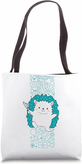Happy blue hedgehog fairy "Mina Mill" happy elongated background Tote Bag