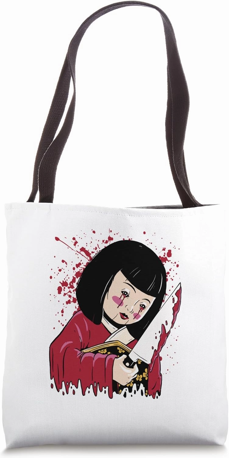 Haunted Japanese Doll Creepy Collectible Figurine Tote Bag