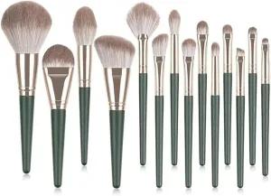 HBJWOV 14 Pieces of Makeup Brush Set Powder Blusher Brush Eye Shadow Brush Portable Storage Bag Beauty Tools