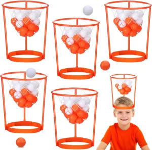 Head Hoop Basketball Party Game Set for Kid Adult Carnival Game Portable Adjustable Basket Net Headband with Balls for Birthday Carnival Office Indoor Outdoor Activity Fun Gift Back to School(33 Pcs)