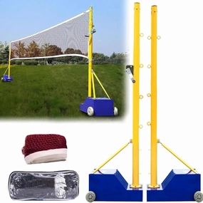 Heavy Duty Badminton Volleyball Poles with Adjustable Height Net Stand for Indoor Outdoor Use Portable Volleyball Training Set for Adults Kids and Schools