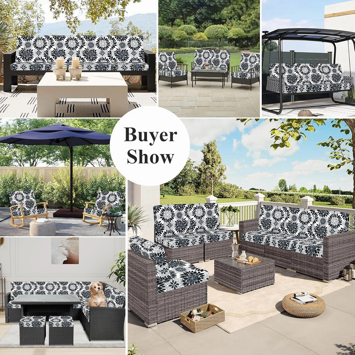 HEBE Outdoor Patio Cushion Covers Set of 12 Waterproof Stretch Seat Cushion Cover for Patio Furniture Clearance Outdoor Sofa Cushion Cover Replacement Couch Slipcovers Chair Seat Cover
