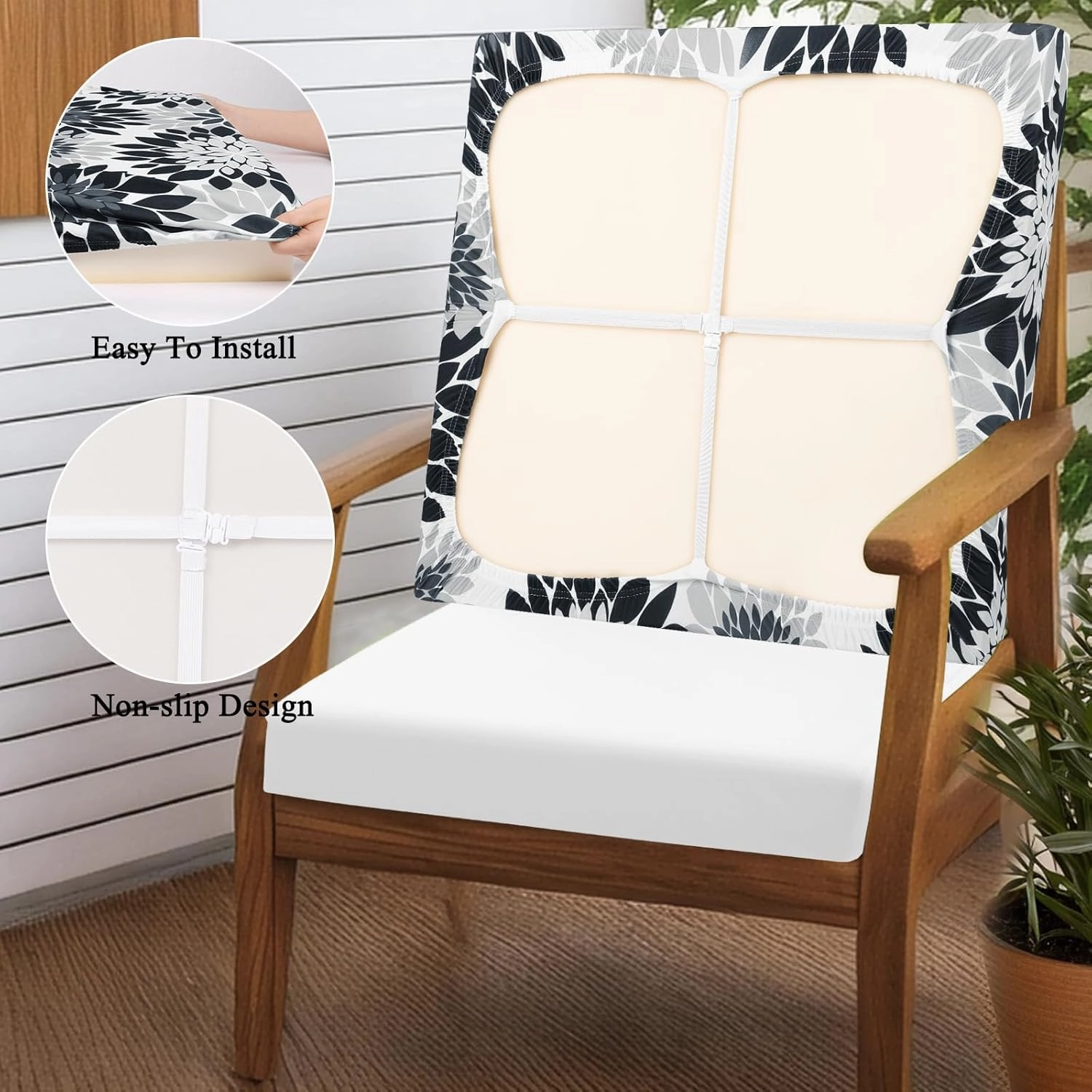 HEBE Outdoor Patio Cushion Covers Set of 12 Waterproof Stretch Seat Cushion Cover for Patio Furniture Clearance Outdoor Sofa Cushion Cover Replacement Couch Slipcovers Chair Seat Cover