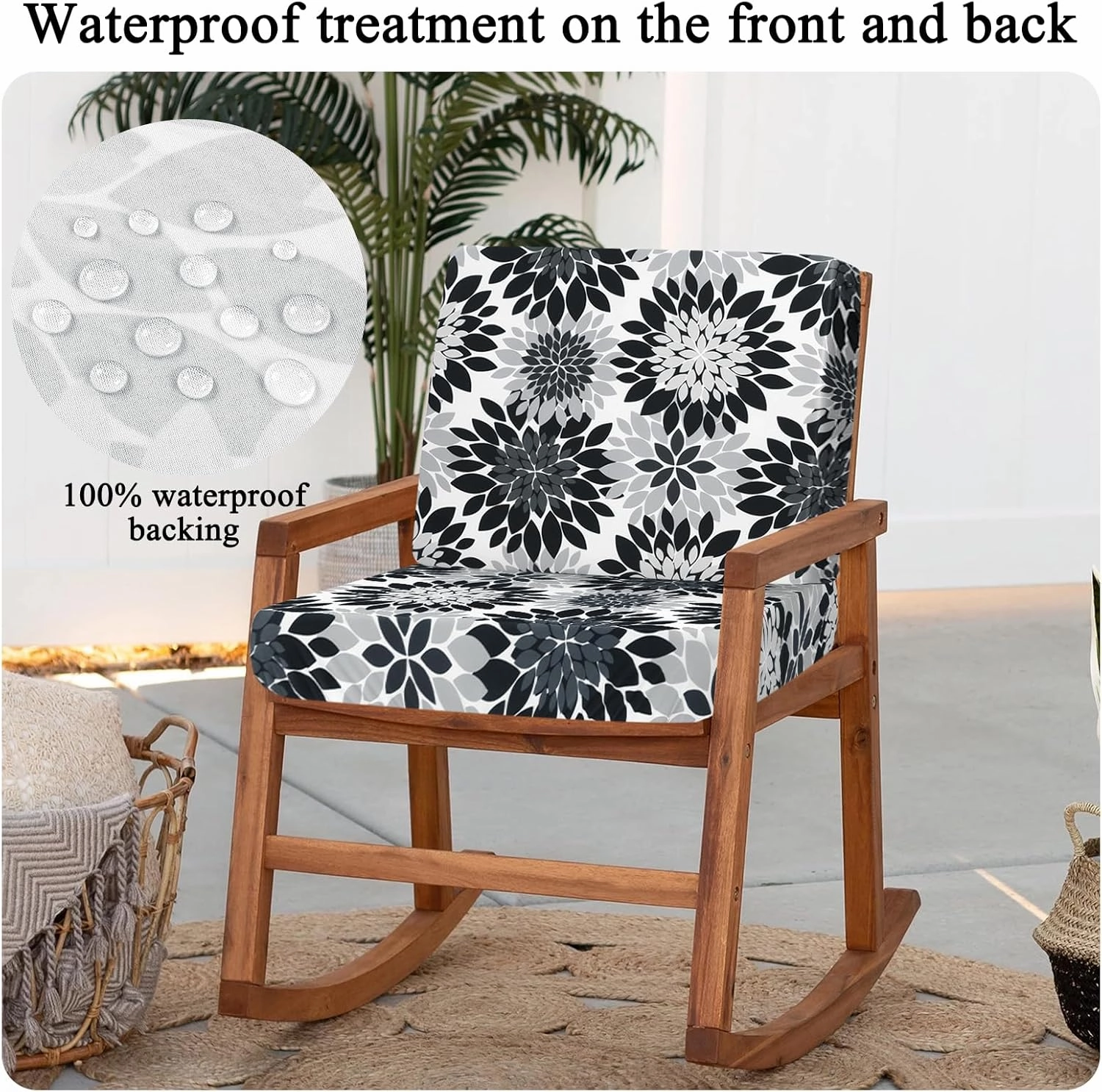HEBE Outdoor Patio Cushion Covers Set of 12 Waterproof Stretch Seat Cushion Cover for Patio Furniture Clearance Outdoor Sofa Cushion Cover Replacement Couch Slipcovers Chair Seat Cover