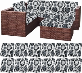 HEBE Outdoor Patio Cushion Covers Set of 12 Waterproof Stretch Seat Cushion Cover for Patio Furniture Clearance Outdoor Sofa Cushion Cover Replacement Couch Slipcovers Chair Seat Cover