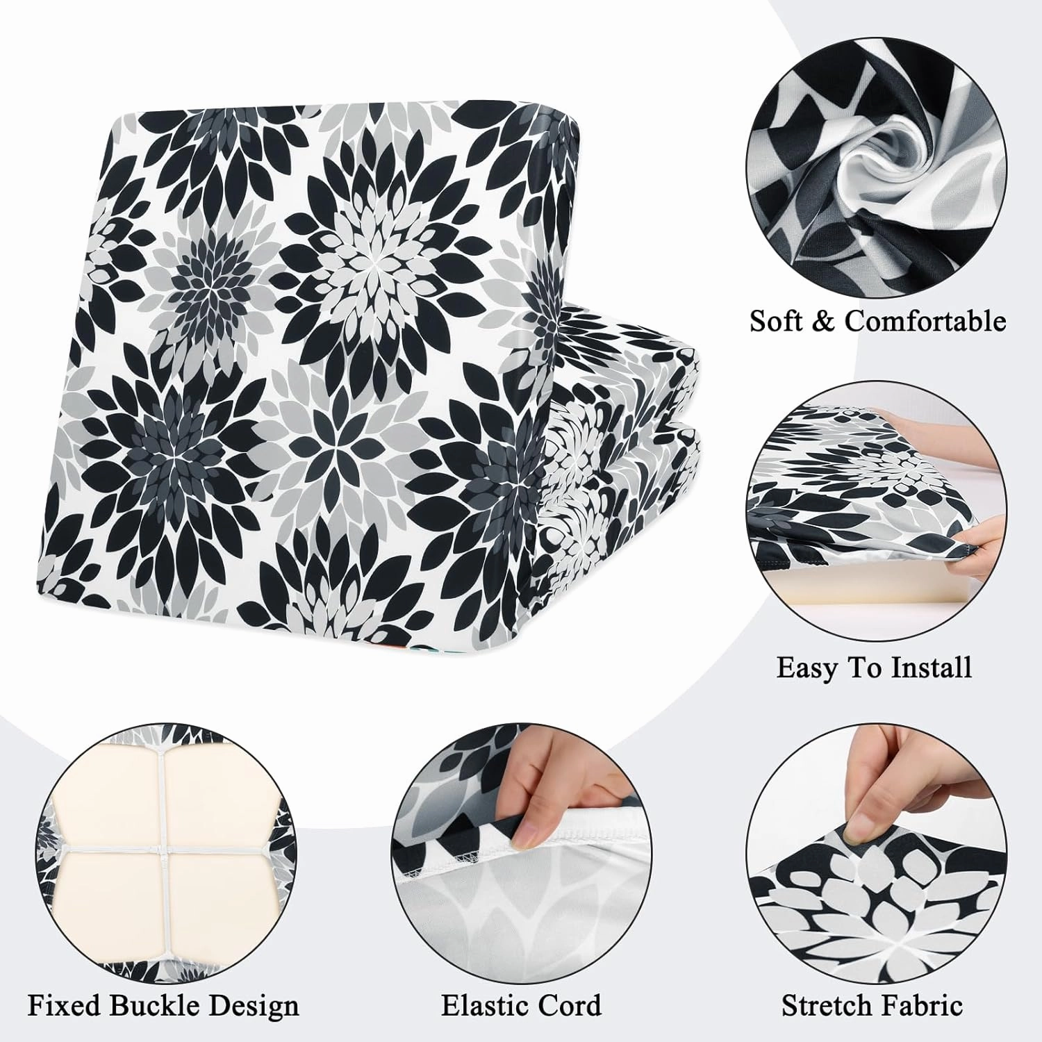HEBE Outdoor Patio Cushion Covers Set of 12 Waterproof Stretch Seat Cushion Cover for Patio Furniture Clearance Outdoor Sofa Cushion Cover Replacement Couch Slipcovers Chair Seat Cover