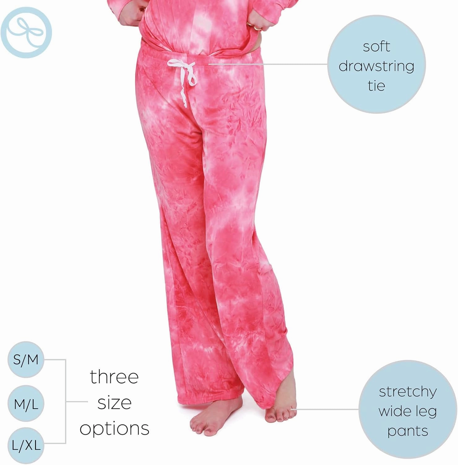 Hello Mello Dyes The Limit Lounge Pants Soft Pajama Tie Dye Bottoms Elastic Waistband Drawstring Tie