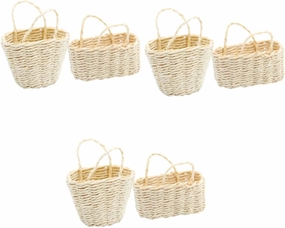 Hemoton 6pcs Miniature Woven Basket Cute Dollhouse Storage Baskets for Crafts and Home Decor Lightweight and Realistic Adornment for Boys and Girls Toy Displays