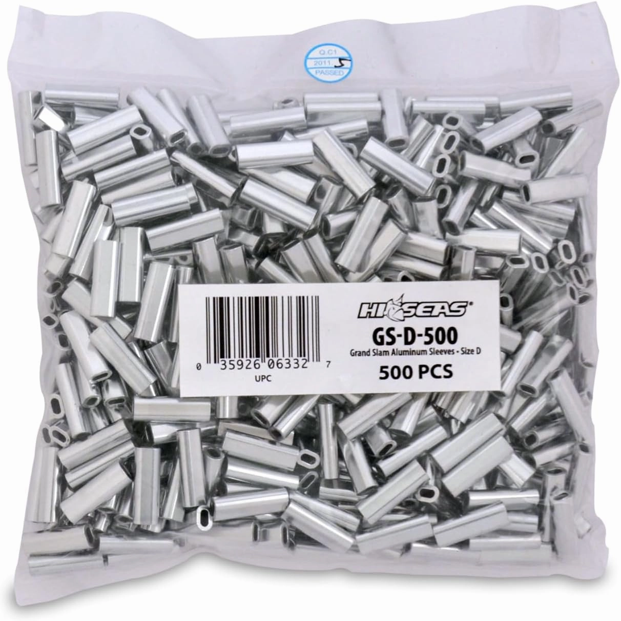 HI-SEAS Grand Slam Aluminum Fishing Line Crimp Sleeves - Bulk 500 Pieces, Durable and Strong Crimps for Monofilament 40lb Test up to 600lb Test for Saltwater Fishing Leaders