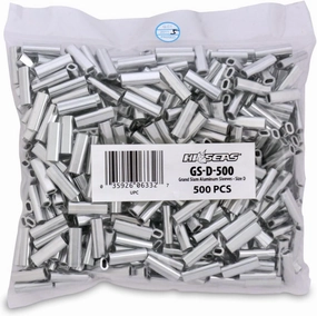 HI-SEAS Grand Slam Aluminum Fishing Line Crimp Sleeves - Bulk 500 Pieces, Durable and Strong Crimps for Monofilament 40lb Test up to 600lb Test for Saltwater Fishing Leaders