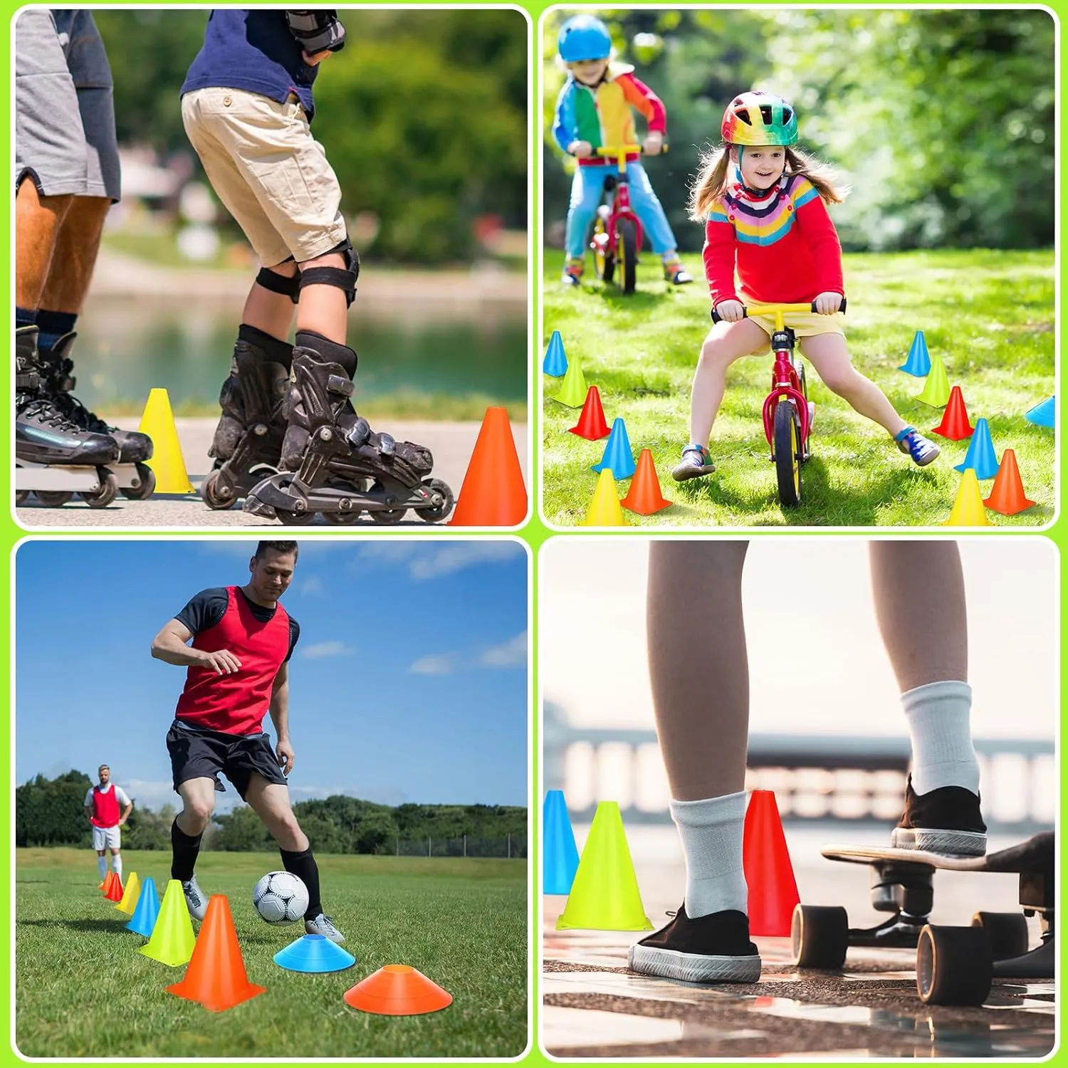 Hiboom 50 Pack Cones Sports Training Set, 30 Pcs 7 Inch Soccer Cones and 20 Pcs Disc Cones for Soccer Basketball Drills