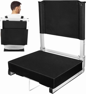 Hikeen Bleacher Chairs with Back and Cushion, Foldable Stadium Seats with Back Support and Cushion for Bleacher Seat Pad for Lumbar Support, Lightweight Portable Chair for Sports Event