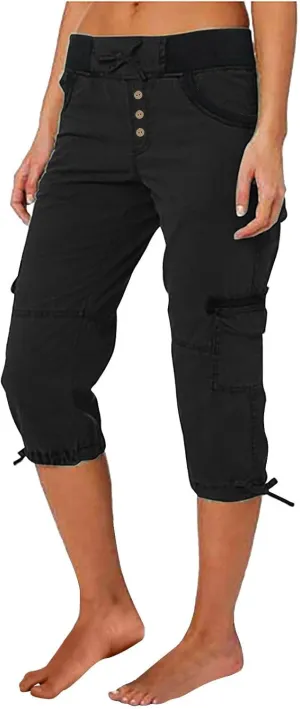 Hiking Capris for Women Lightweight Quick Dry Cargo Capri Travel Pants Women Casual Fashion Capris with Pockets