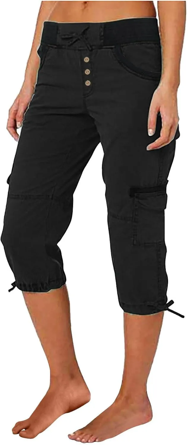 Hiking Capris for Women Lightweight Quick Dry Cargo Capri Travel Pants Women Casual Fashion Capris with Pockets