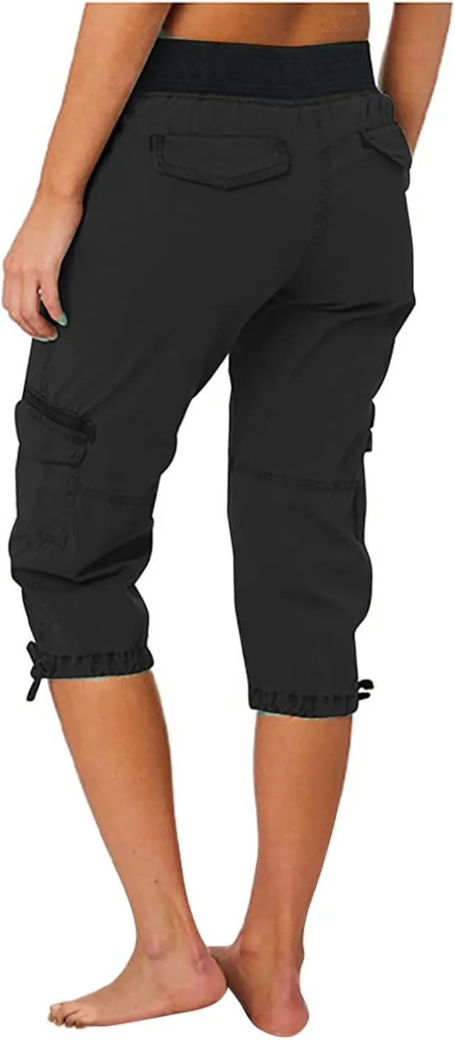 Hiking Capris for Women Lightweight Quick Dry Cargo Capri Travel Pants Women Casual Fashion Capris with Pockets