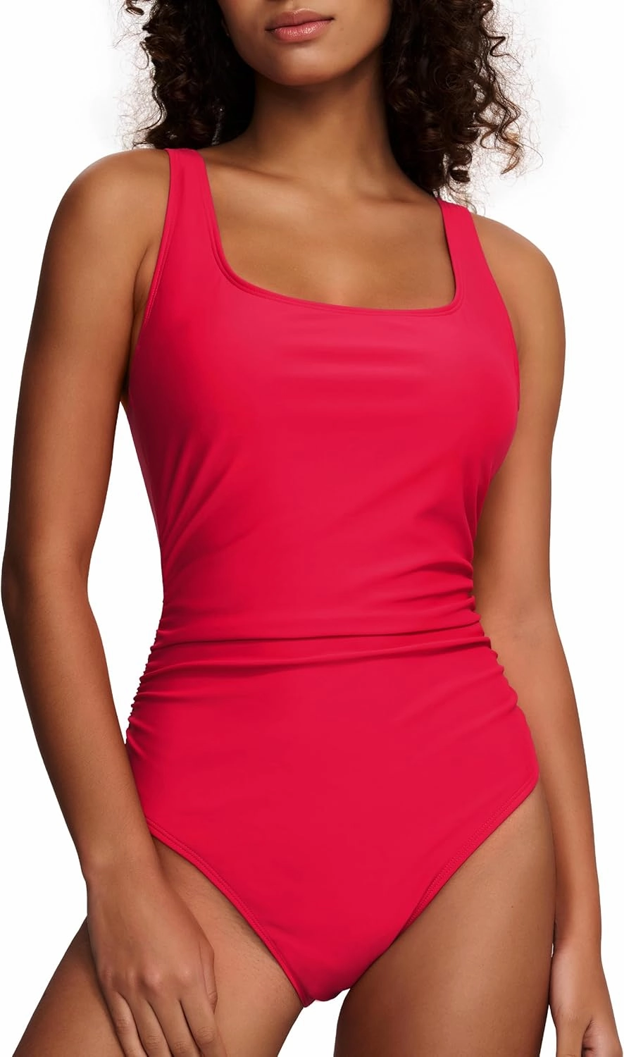 Hilor Women's Underwire One Piece Swimsuit Long Torso Ruched Tummy Control Bathing Suits Push Up Tank Swimwear