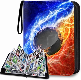 Hockey Card Binder 9 Pocket Fits 900 Cards, Trading Card Binder Album Display Holder with 50 Removable Sleeves for Sports, Basketball, Baseball, Football, Yugioh, MTG, Games Trading Cards