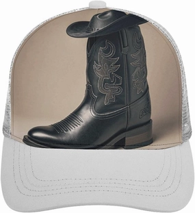 Hollow Baseball Cap Cowboy Black Hat Western Boots Baseball Hat Adjustable Hollow Hat Visor Hats for Men Women