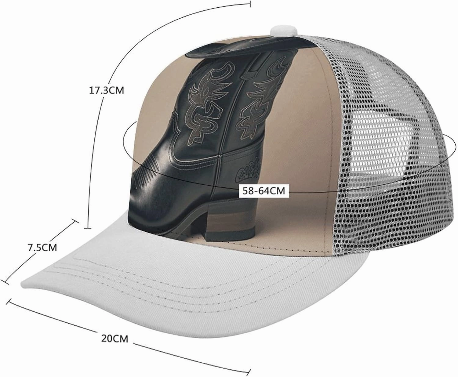 Hollow Baseball Cap Cowboy Black Hat Western Boots Baseball Hat Adjustable Hollow Hat Visor Hats for Men Women