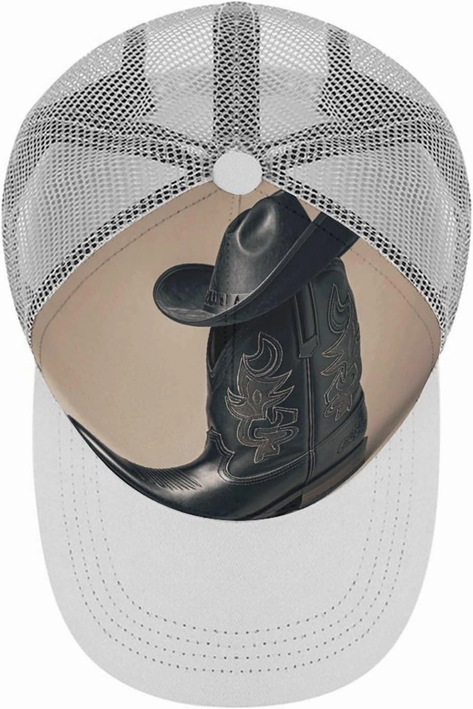 Hollow Baseball Cap Cowboy Black Hat Western Boots Baseball Hat Adjustable Hollow Hat Visor Hats for Men Women