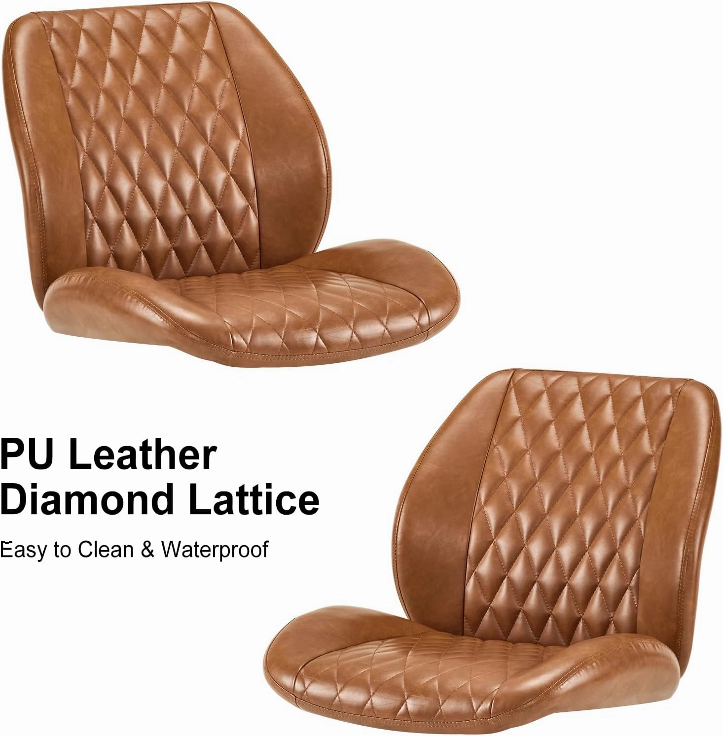 Home Office Desk Chair Office Rubber Casters Ergonomic Computer Chair with Lumbar Support Adjustable Height Rolling Swivel Executive Task Armrests Chair， Brown Leather