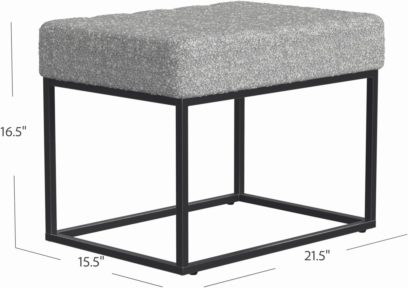 HomePop Theodore Channel Tufted Small Ottoman - Cream Boucle with Gray Yarns