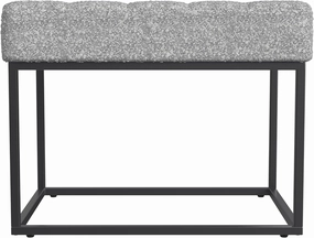 HomePop Theodore Channel Tufted Small Ottoman - Cream Boucle with Gray Yarns