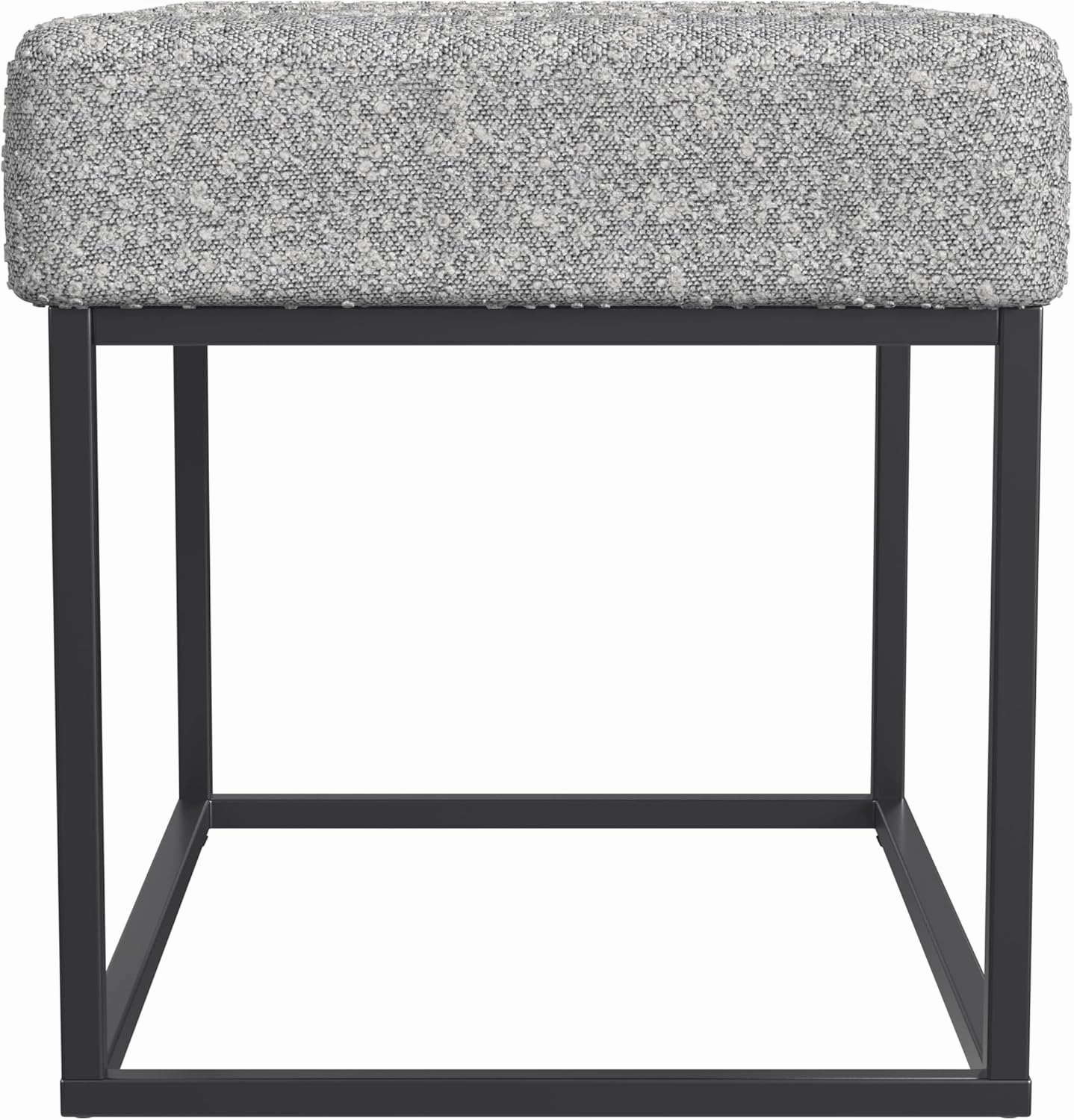 HomePop Theodore Channel Tufted Small Ottoman - Cream Boucle with Gray Yarns